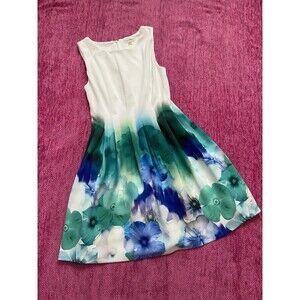 Calvin Klein Sleeveless Fit And Flare Watercolor Floral Dress Pockets Size 8